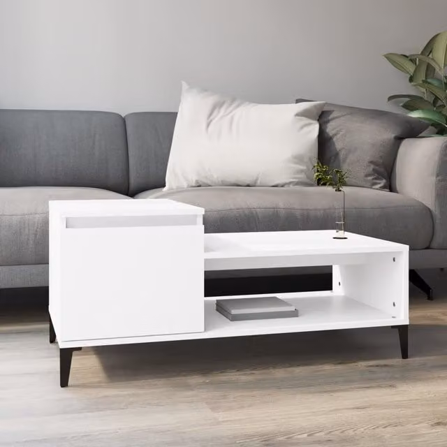 Berkfield Home Modern White Coffee Table, W/D/H: 100 x 50 x 45 cm – 1