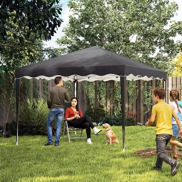 Outsunny Portable Pop Up Gazebo Canopy Tent, Black and Silver, W: 300 cm, D: 300 cm, H: 200 cm