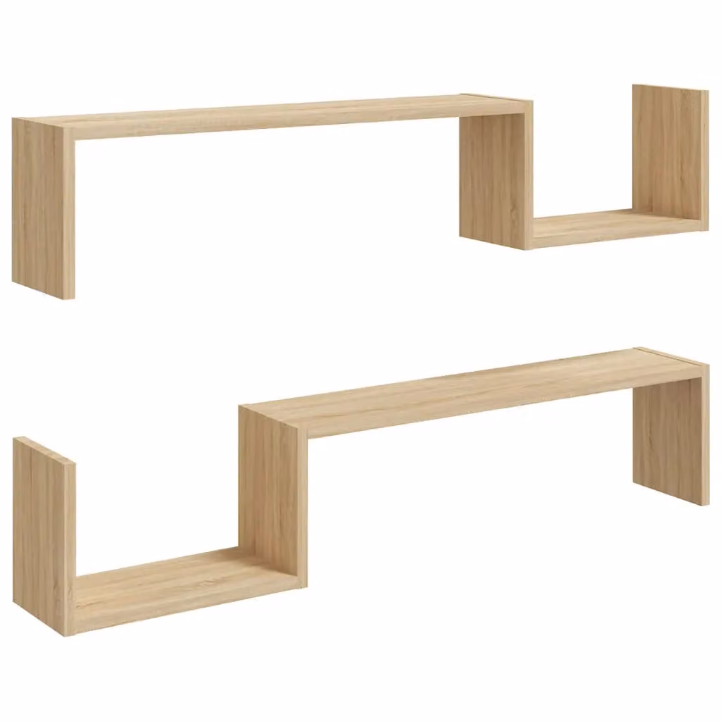 Berkfield Home Wall Shelf Set of 2 in Sonoma Oak Brown, W/D/H: 100 x 20 x 15 cm – 2