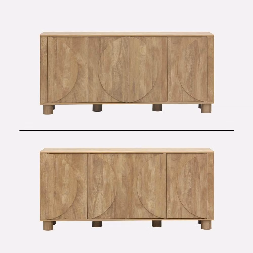 Sweekeek Modern 4-Door Wood Decor Sideboard in Brown and Beige, W: 155 cm – 2