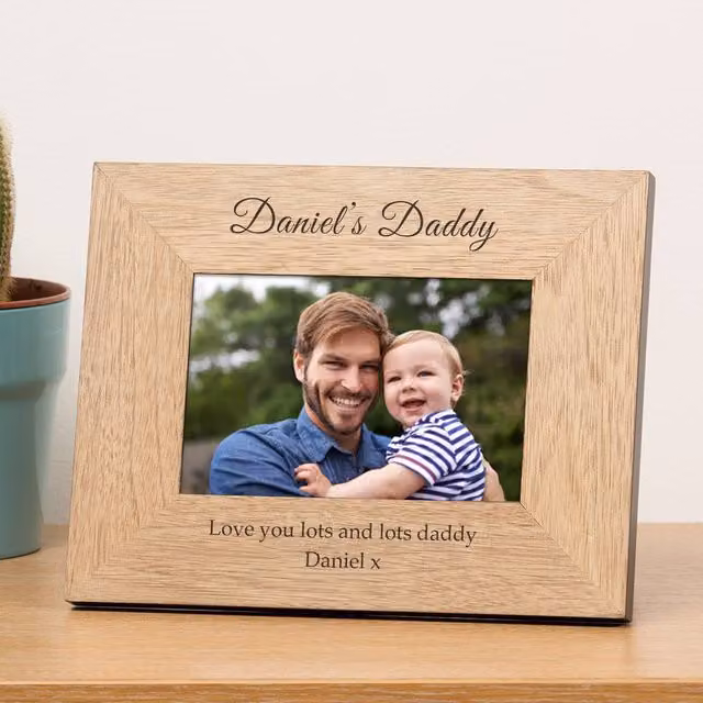 Uniqueful Men's Personalised My Daddy Wood Picture Frame, Beige, W: 15 cm, H: 10 cm