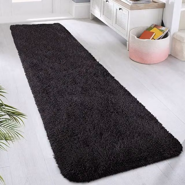 VOGREX Black Non-Slip Long Hallway Runner Rug, W/D/H: 60 x 220 cm