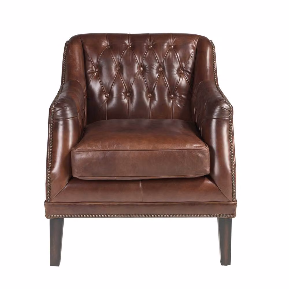 Angel Cerda Brown Cowhide Leather Chesterfield Armchair – 2