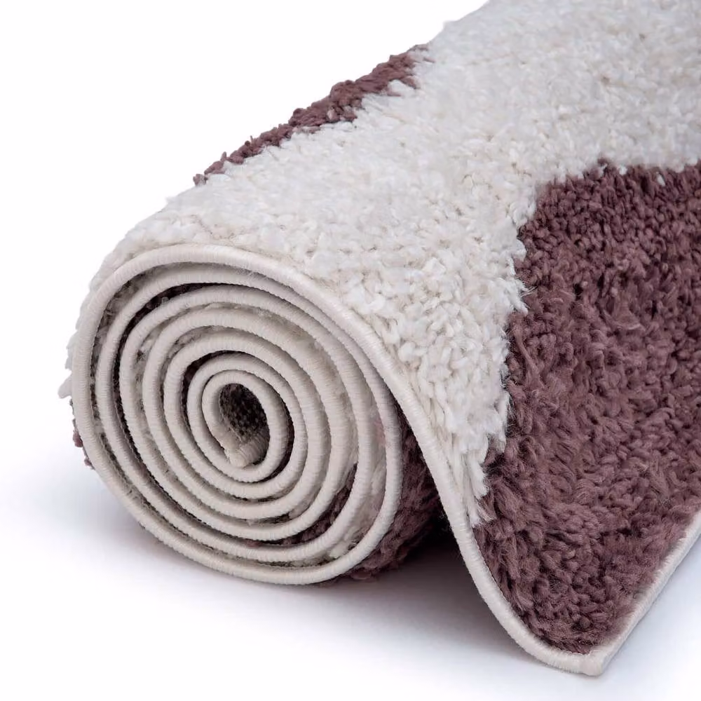 THE RUGS Moodi Pebble Design Shaggy Soft High Pile Living Room Rug in Purple, W: 160 cm, D: 230 cm – 6