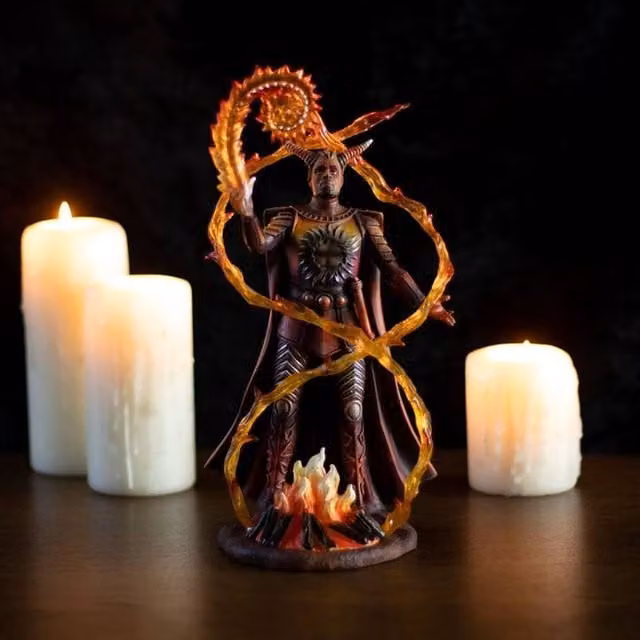 Uniqueful Fire Elemental Wizard Figurine by Anne Stokes in Yellow and Multicolour