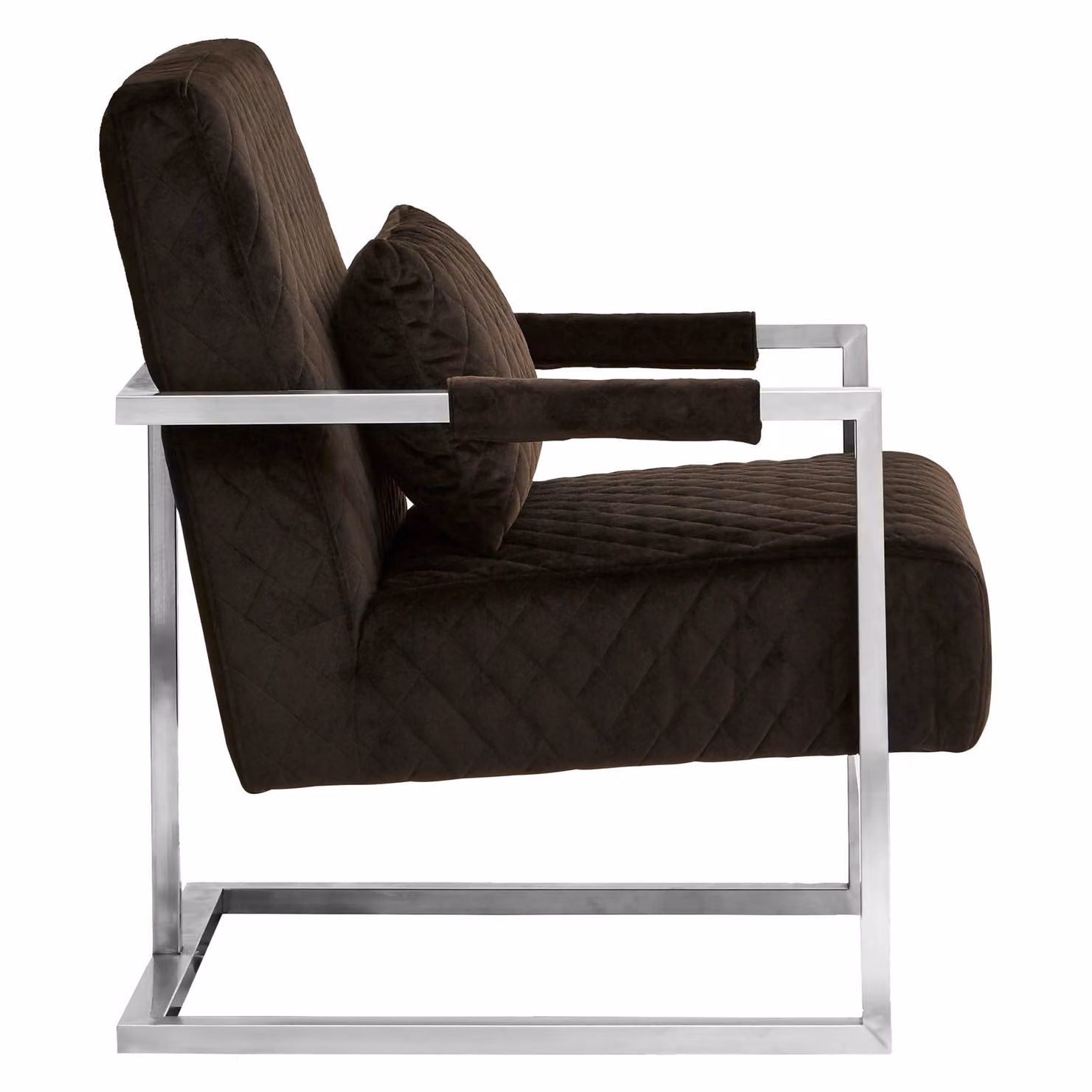 Fifty Five South Art Deco Black Velvet and Fabric Lounge Armchair with Geometric Design and Mixed Wood and Metal Frame – 3