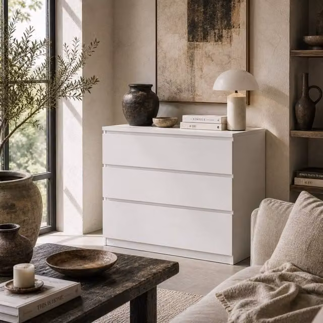 Wyld Haus Luvilo 3 Drawer Wood Chest in White
