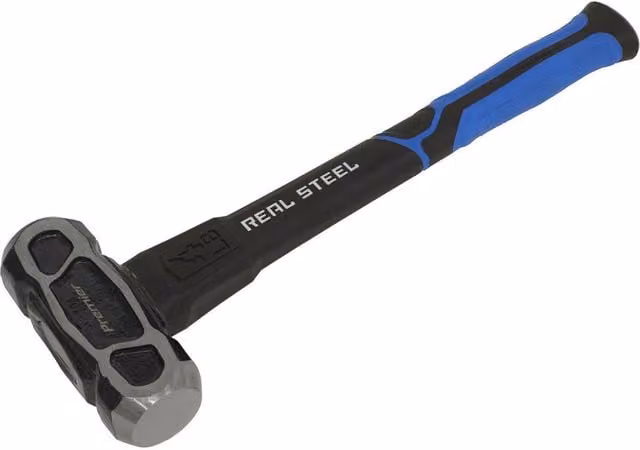 Loops 4lb Unbreakable Drop Forged Club Hammer in Carbon Steel with Textured Rubber Grip, Silver and Black – 1