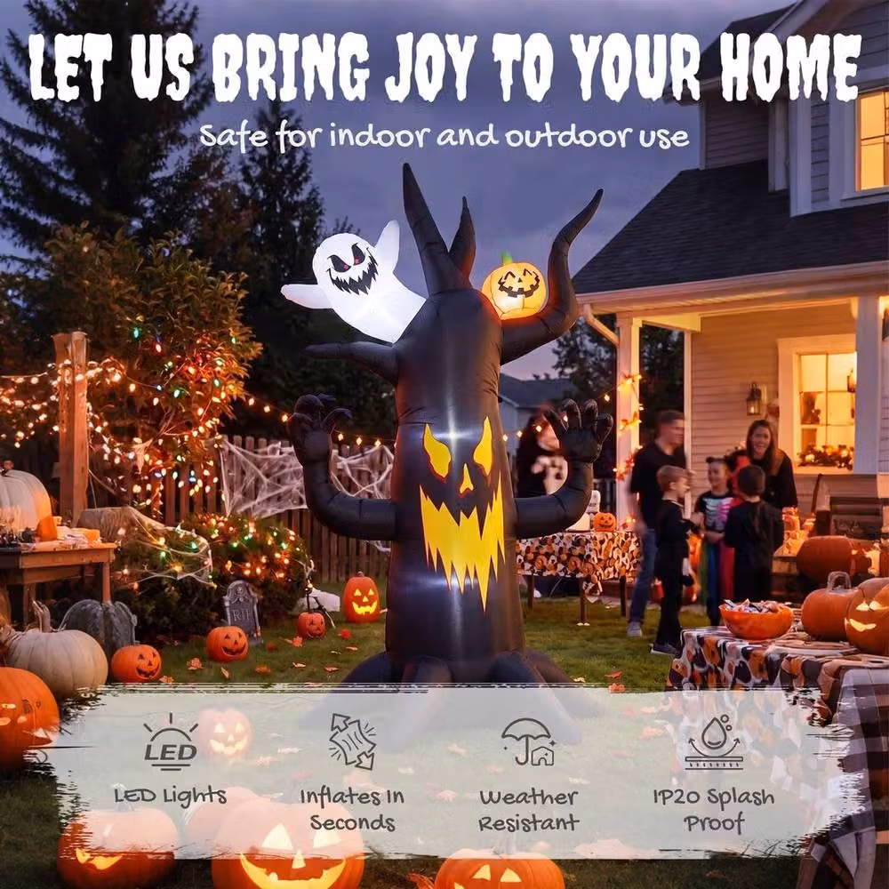 NESTLUNE 8 FT Halloween Inflatable Spooky Tree with Built-in LED Lights in Black – 4