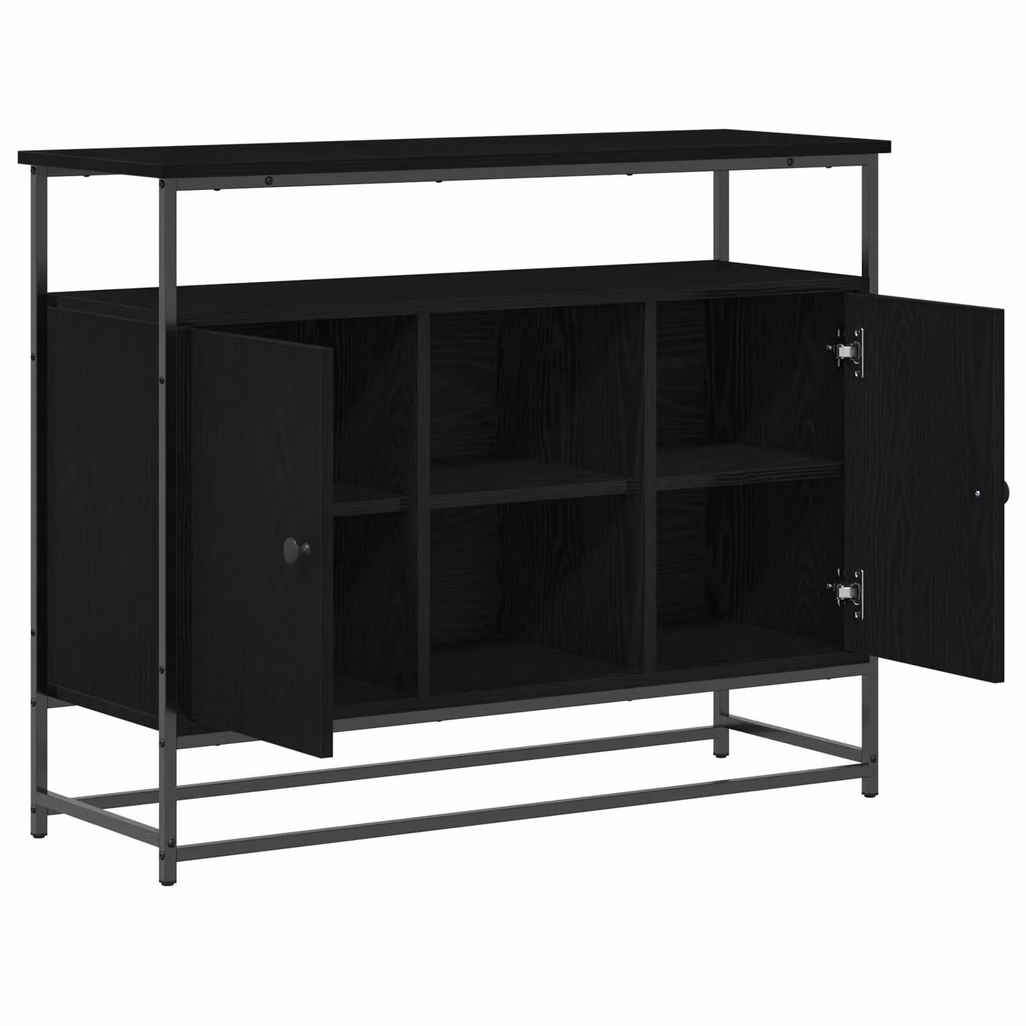 Berkfield Home Black Oak Sideboard in Engineered Wood and Metal, W/D/H: 100 x 35 x 80 cm – 3