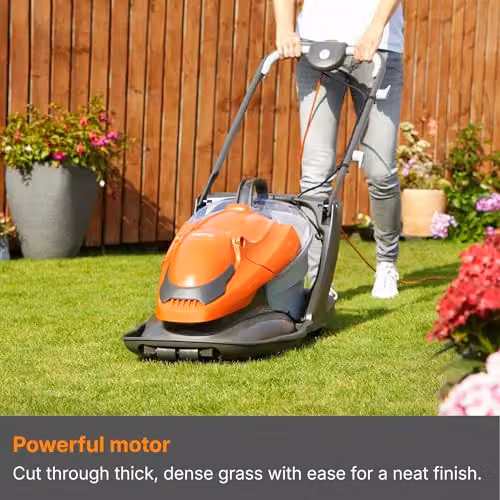 Flymo EasiGlide Plus 360V Hover Lawnmower in Orange and Grey with Collection Bag – 3
