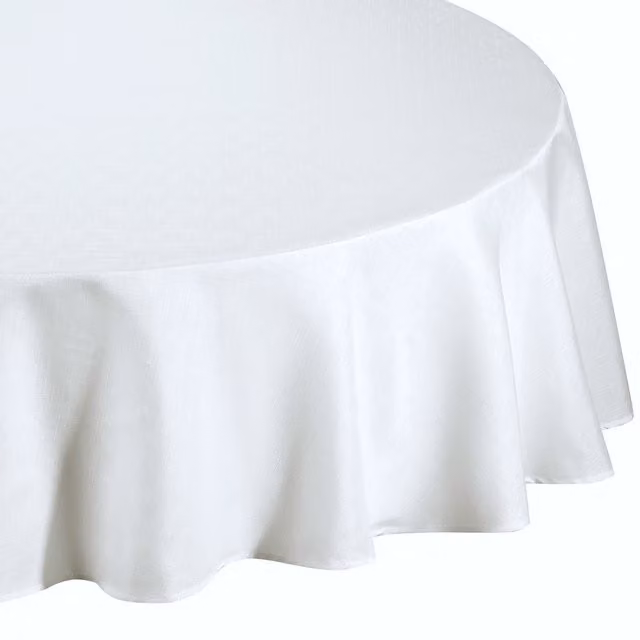 Kitchenwise White Linen Look Slubbed Round Tablecloth, Diameter: 175.26 cm
