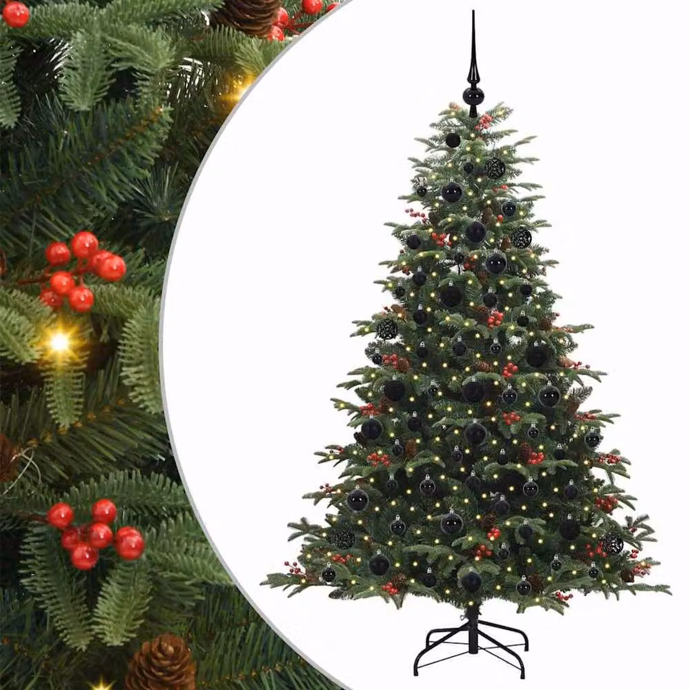 Berkfield Home Elegant Green Artificial Christmas Tree with 300 LEDs and Stand, H 180 cm x W 120 cm x D 120 cm – 3