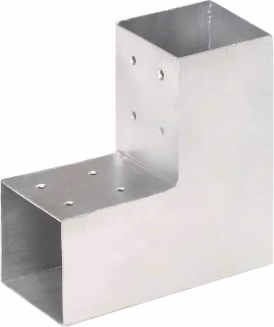 Berkfield Home L-Shape Galvanised Metal Post Connectors, 4 Pack, Silver, 81 x 81 mm