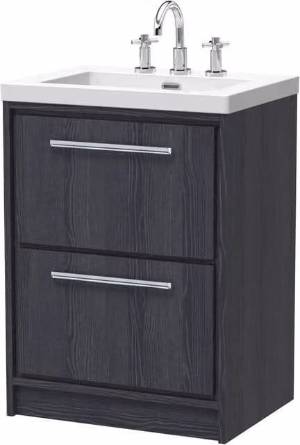 Balterley Longnor 2 Drawer Vanity Basin Unit, Graphite Grey, W: 60 cm, H: 84.5 cm – 1