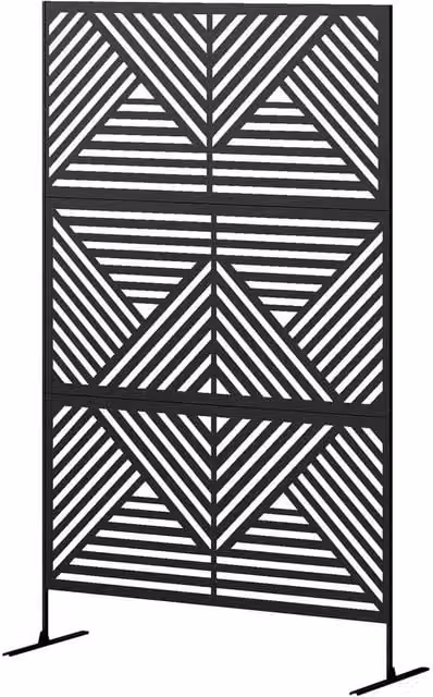 FORGEVIO Metal Decorative Freestanding Outdoor Privacy Screen in Black, W/D/H: 120 x 45 x 198 cm – 1