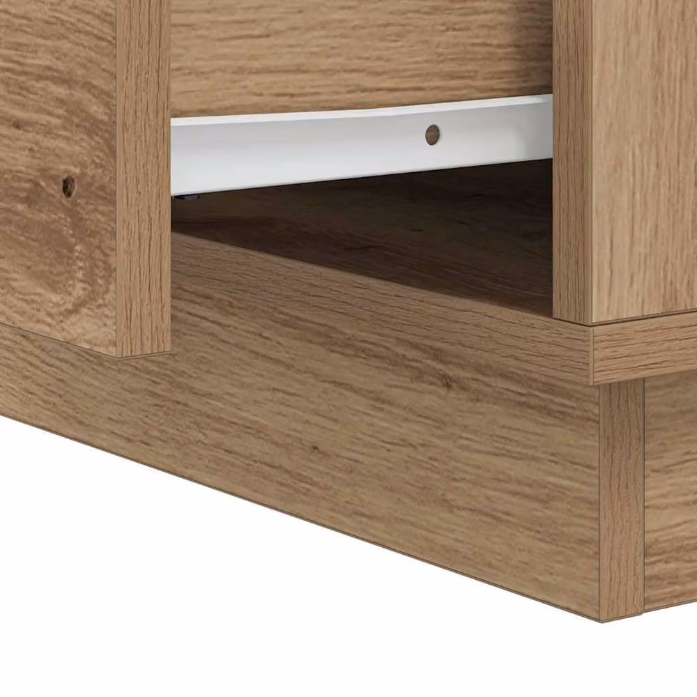 Berkfield Home Traditional Bedside Cabinet with Integrated LED Lights in Artisan Oak, W/D/H: 39 x 34.5 x 50 cm – 4