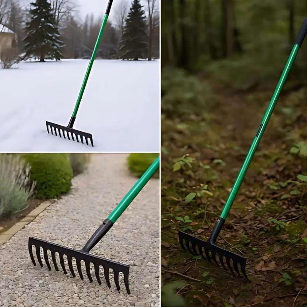 Kelvenix Heavy Duty Metal Garden Rake with 12 Tines in Green – 2