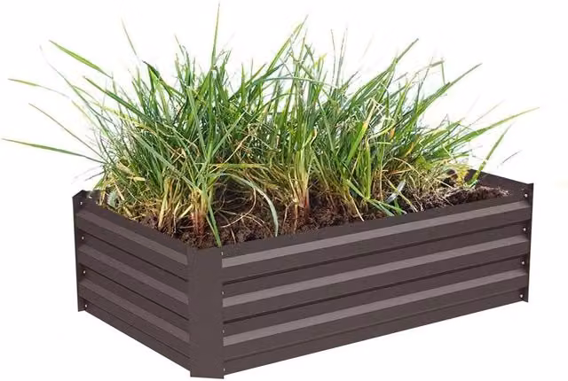 Kelvenix Garden Brown Galvanised Steel Raised Bed W/D/H: 100 x 60 x 30 cm