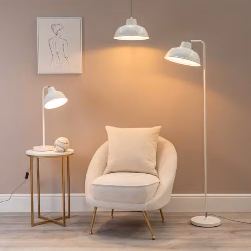ValueLights Mid-Century White Metal Dome Hanging Pendant Ceiling Light with LED Bulb – 2