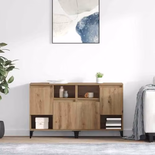 vidaXL Set of 2 Modern Sideboards in Brown Artisan Oak, W/D/H: 60 x 35 x 70 cm – 2