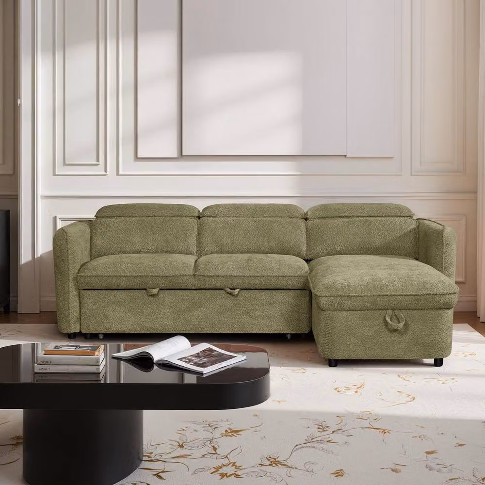 Furnishings For Less UK Ria L Shaped 4 Seater Fabric Corner Sofa Bed in Bottle Green – 2