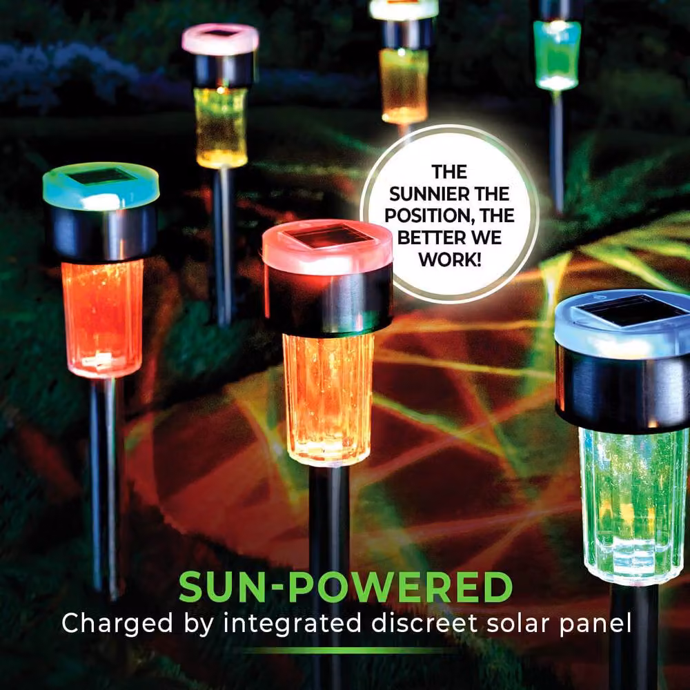 Gainsborough Pack of 6 Colour Changing Solar LED Garden Stake Lights in Silver Stainless Steel – 2