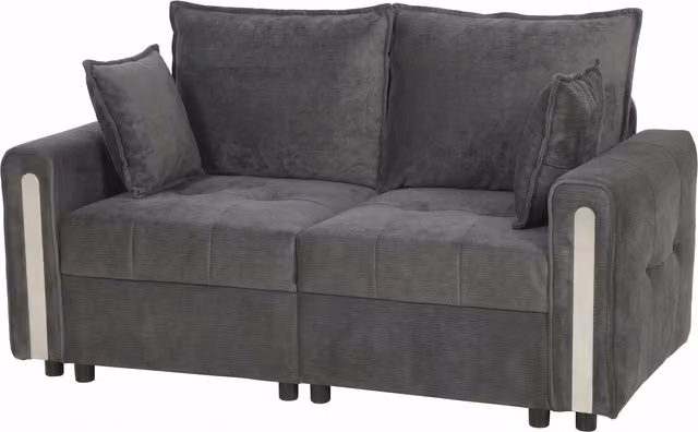 HOMCOM 2 Seater Velvet Sofa with Lift-Up Storage, Dark Grey Loveseat with 2 Pillows for Living Room or Home Office, W: 168 cm, H: 88 cm, D: 50 cm