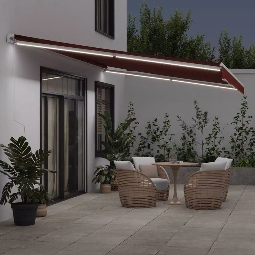 Berkfield Home Manual Retractable Awning with LED in Red, W/D: 600 x 300 cm – 3