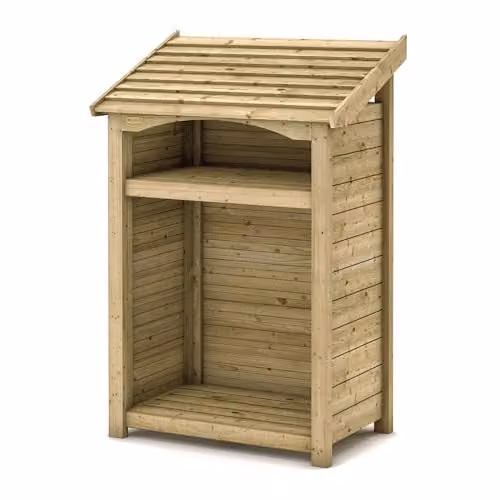 Rowlinsons Premium Heritage Single Log Store in Natural Wood, W: 112 cm, D: 71 cm, H: 170 cm