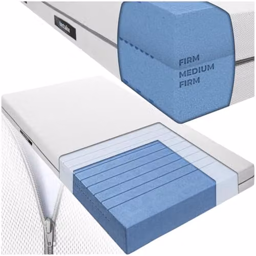 tectake 2-in-1 Sky Foam Mattress with 2 Firmness Levels and Removable Cover, White, W/D/H: 100 x 190 x 18 cm