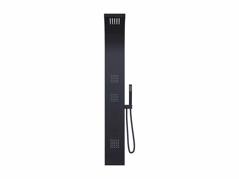 Vente-unique TYRA Hydromassage Shower Column with Rain and Massage Functions, Matt Black, W: 20 cm, H: 150 cm – 2