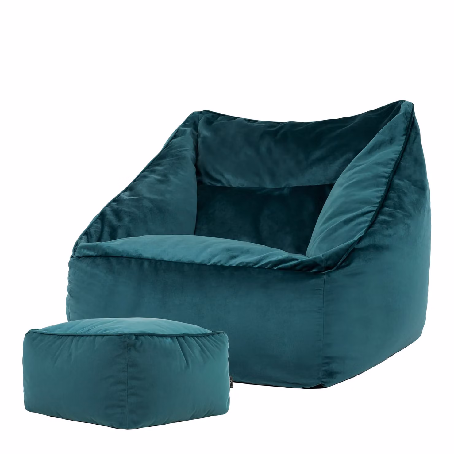 ICON Natalia Velvet Adult Bean Bag Armchair and Footstool in Petrol Blue – 4