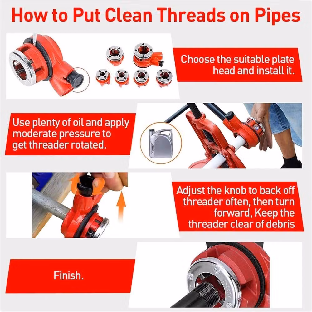 Nordara 6 Heads BSPT Pipe Threading Kit in Red Steel – 5