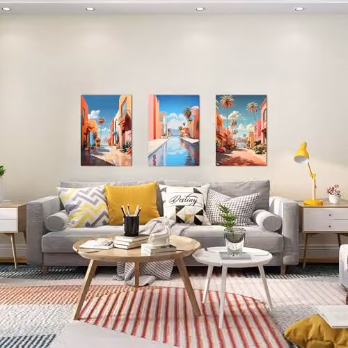 Simpa Paradise Road 3 Panel Multicolour Canvas Wall Art – 3