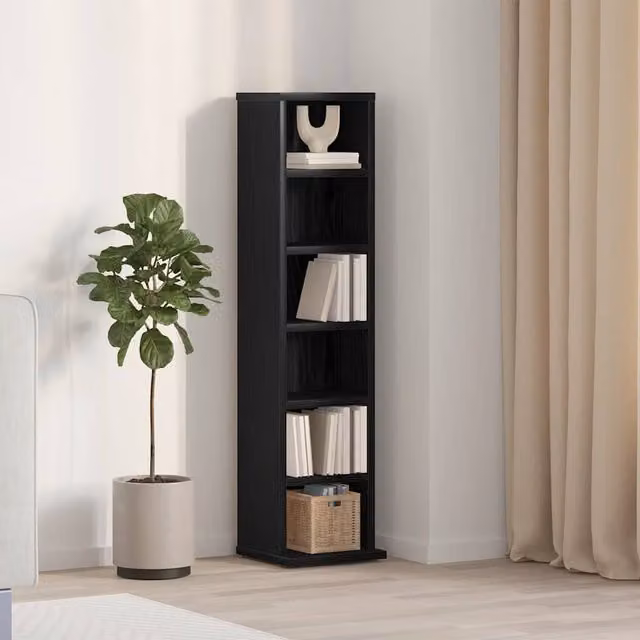 Berkfield Home Black Oak CD Cabinet, W/D/H: 21 x 20 x 88 cm – 1