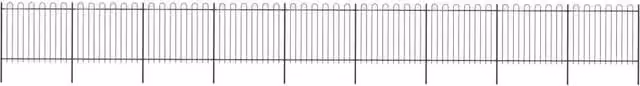 Berkfield Home Garden Hoop Top Steel Fence, Black, W: 15.3 m, H: 1.5 m, D: 0.19 m