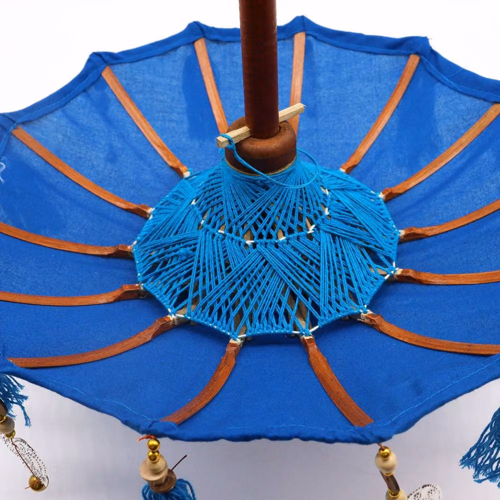 Serenityy Bali Home Decor Blue Ethnic Cotton Parasol, Diameter: 40 cm – 3