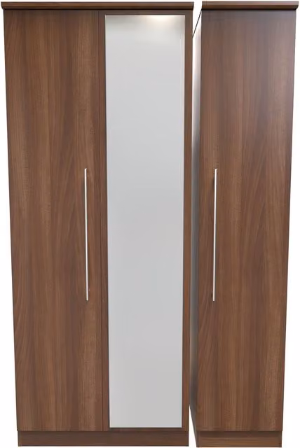 Carlton Ready Assembled 2 U Triple Mirror Wardrobe in Brown – 1