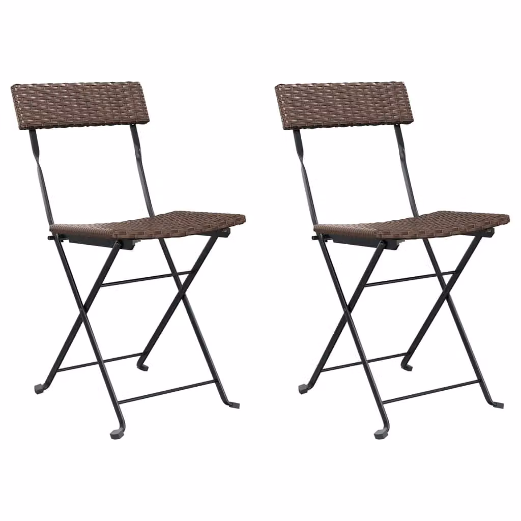 Berkfield Home Folding Bistro Chairs, Set of 2, Brown Poly Rattan and Steel – 2