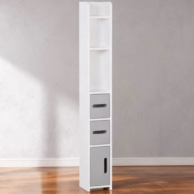 ERGOVEXA Modern Freestanding Bathroom Storage Cabinet in Grey and White, W/D/H: 120 x 17 x 40 cm
