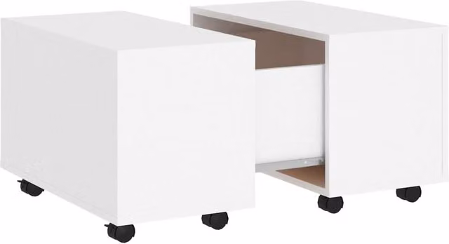 Berkfield Home White Square Coffee Table in MDF with Castors, W/D/H: 60 x 60 x 38 cm