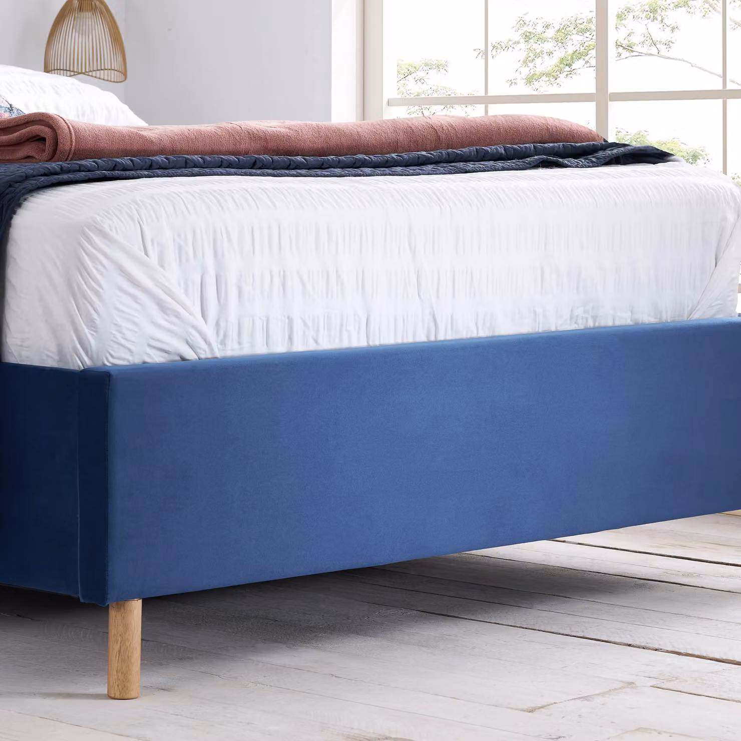 Birlea Loxley Upholstered Velvet Bed in Blue, W/D/H: 120 x 200 cm – 3