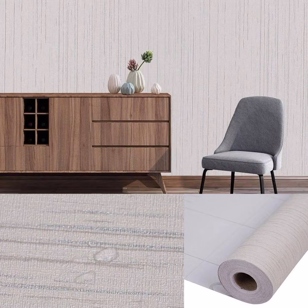 FLAVORA Modern Striped Self Adhesive Waterproof Wallpaper Roll in Grey, 0.6m2 – 2