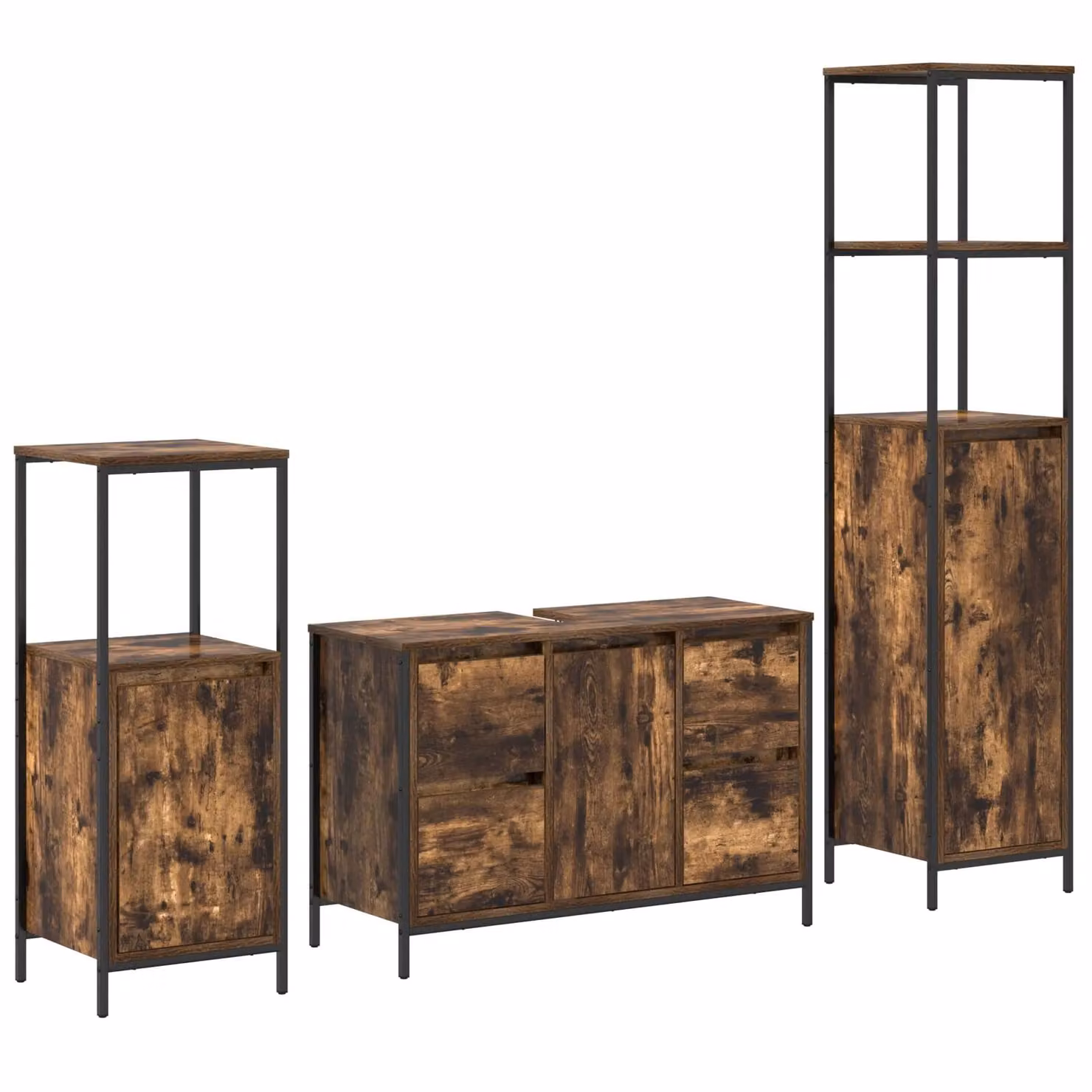 Berkfield Home 3-Piece Modern Bathroom Furniture Set in Smoked Oak Brown – 2