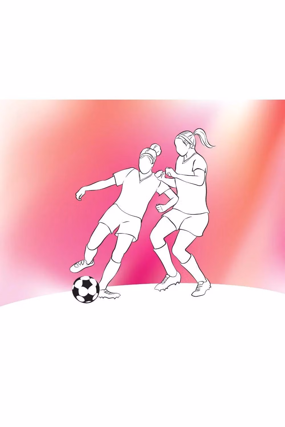 Origin Murals Girls Playing Football Wall Mural, Pink, W: 350 cm, H: 280 cm – 2