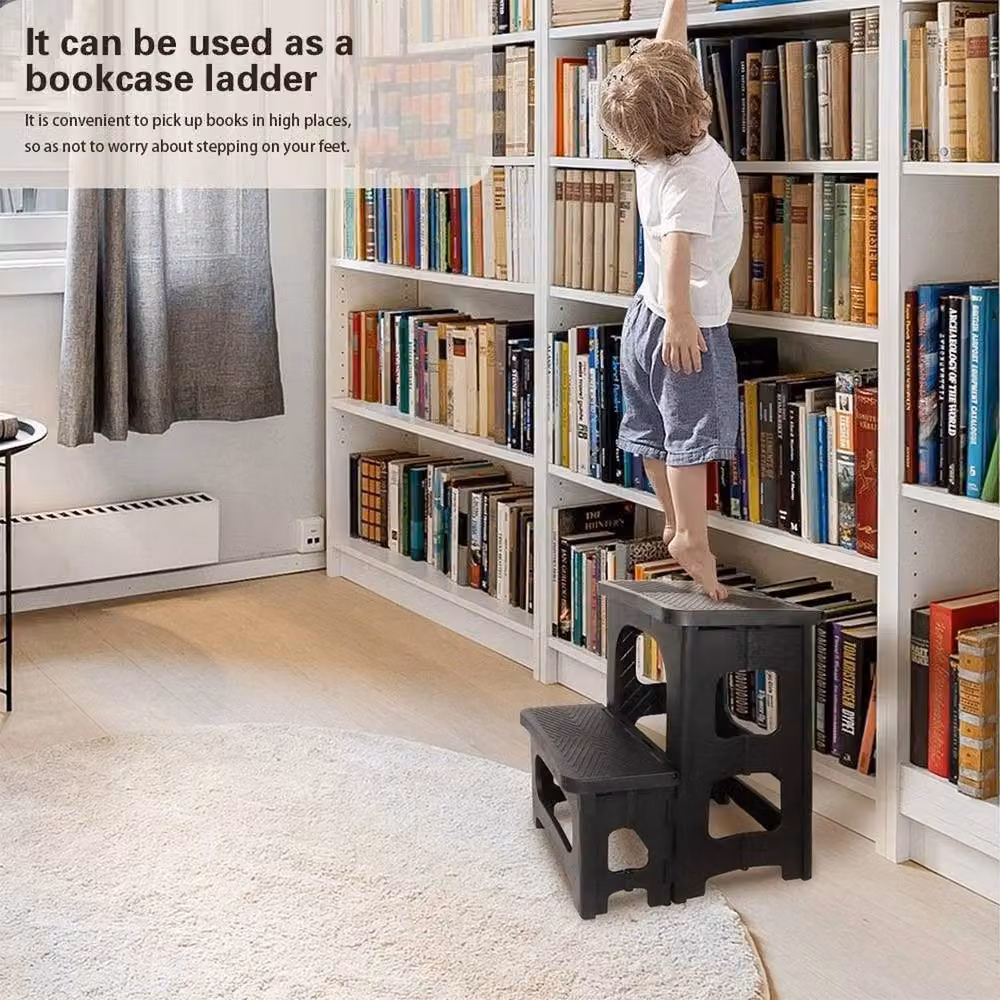 FLAVORA 2 Step Folding Non Slip Heavy Duty Step Ladder in Black W/D/H: 52 x 52 x 52 cm – 5