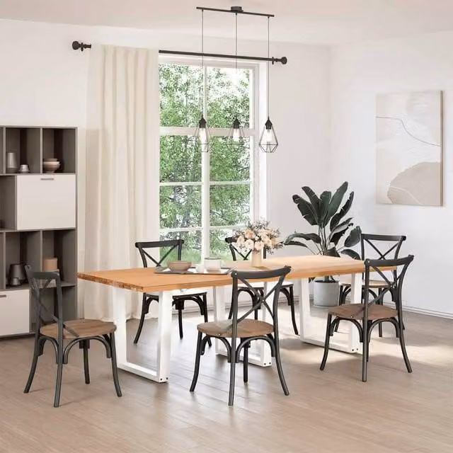 Berkfield Home V-Shape Dining Table Legs, 3 Piece Set, White Matt Steel, H: 72-73.3 cm x W: 90 cm