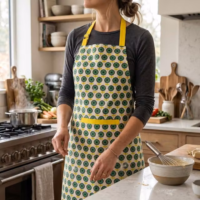 Orsina Ella Apron in Green and White – 2