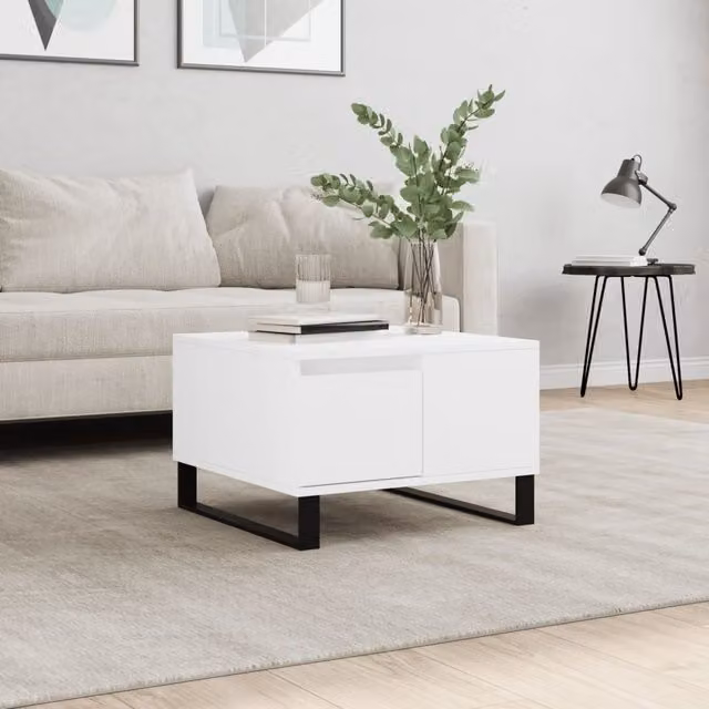 Berkfield Home Modern Square Coffee Table in White, W/D/H: 55 x 55 x 36.5 cm